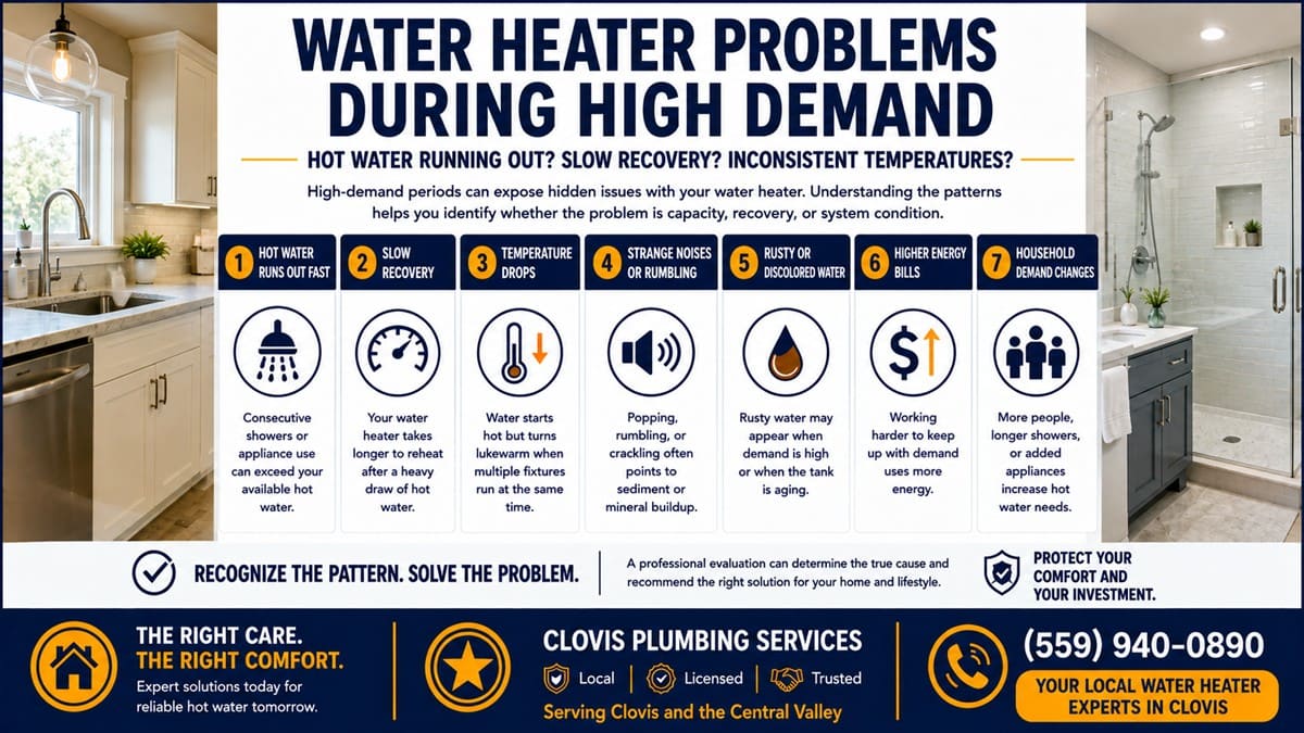Water heater problems during high demand infographic